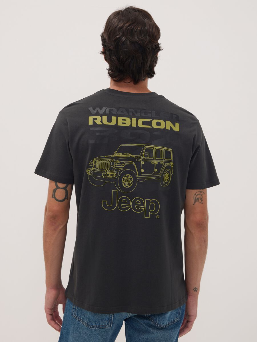 Grey pure cotton Jeep print T-shirt_3