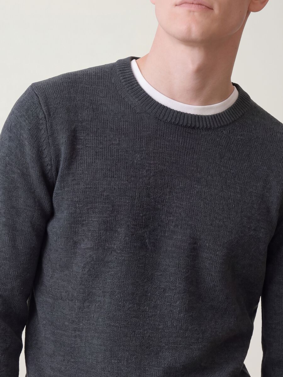 Maglia grigia girocollo in jersey knit regular fit_2