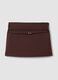 Brown stretch viscose mini skirt with belt_0