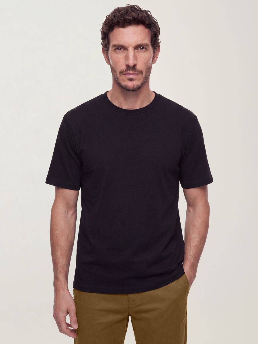 Black The Iconic Tee T-shirt in pure cotton, short sleeves, relaxed fit_0