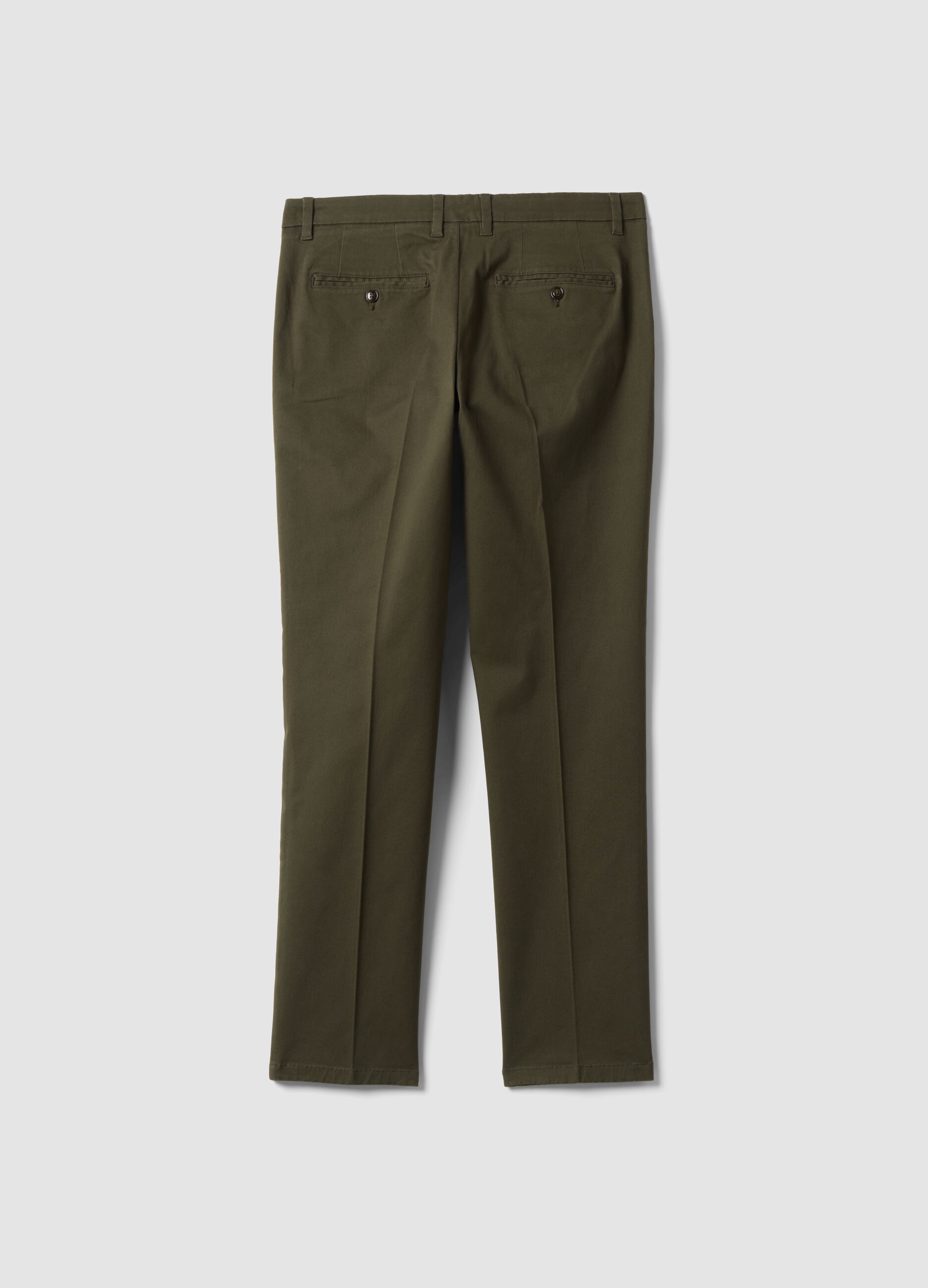 Green slim-fit stretch cotton twill chino trousers