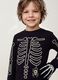 T-shirt nera in puro cotone con girocollo e stampa scheletro_2