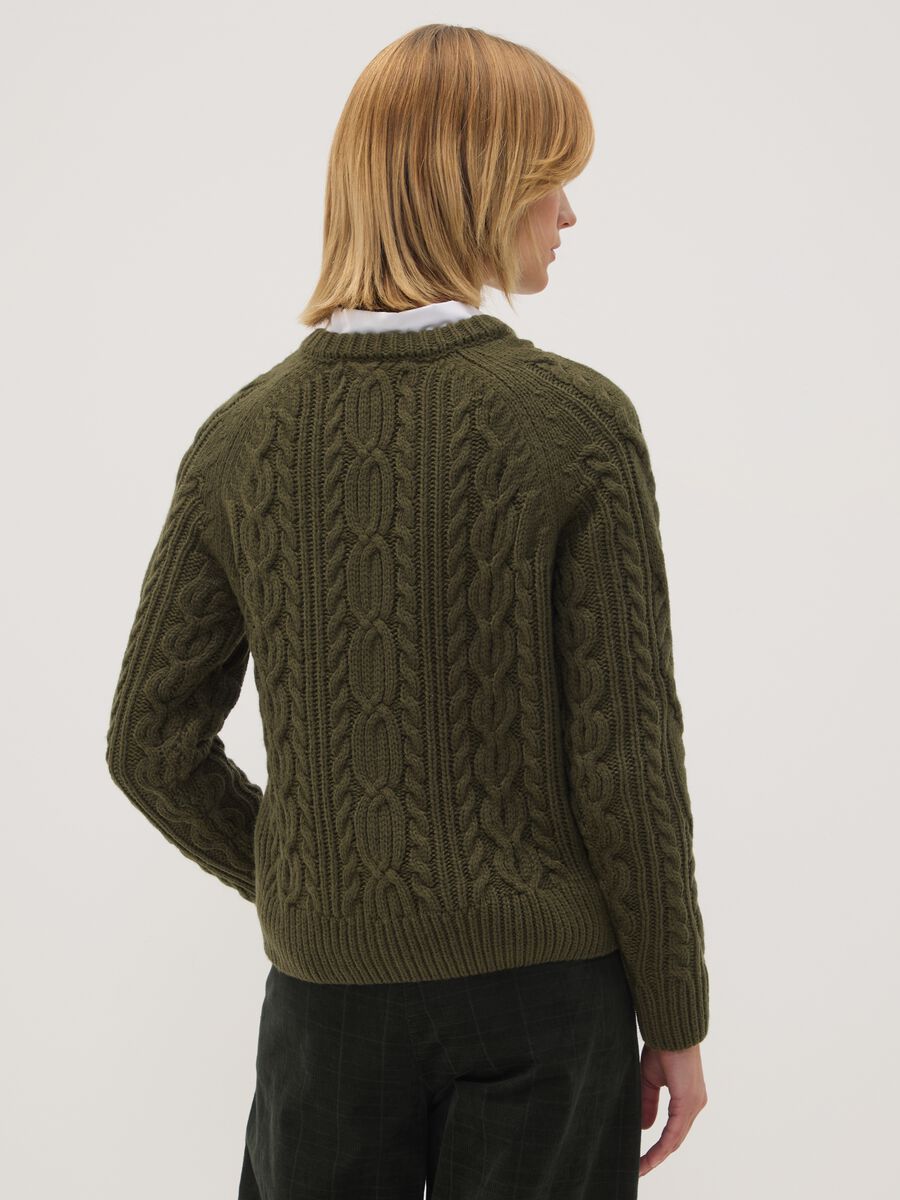 Green cable-knit wool-blend crew neck jumper_3