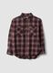 Camicia rosa a quadri in flanella di puro cotone regular fit_0