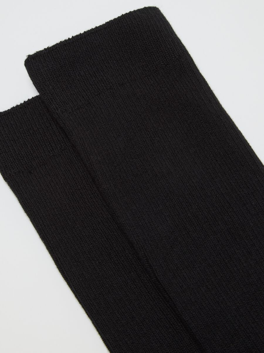 Black midi cotton blend socks_1