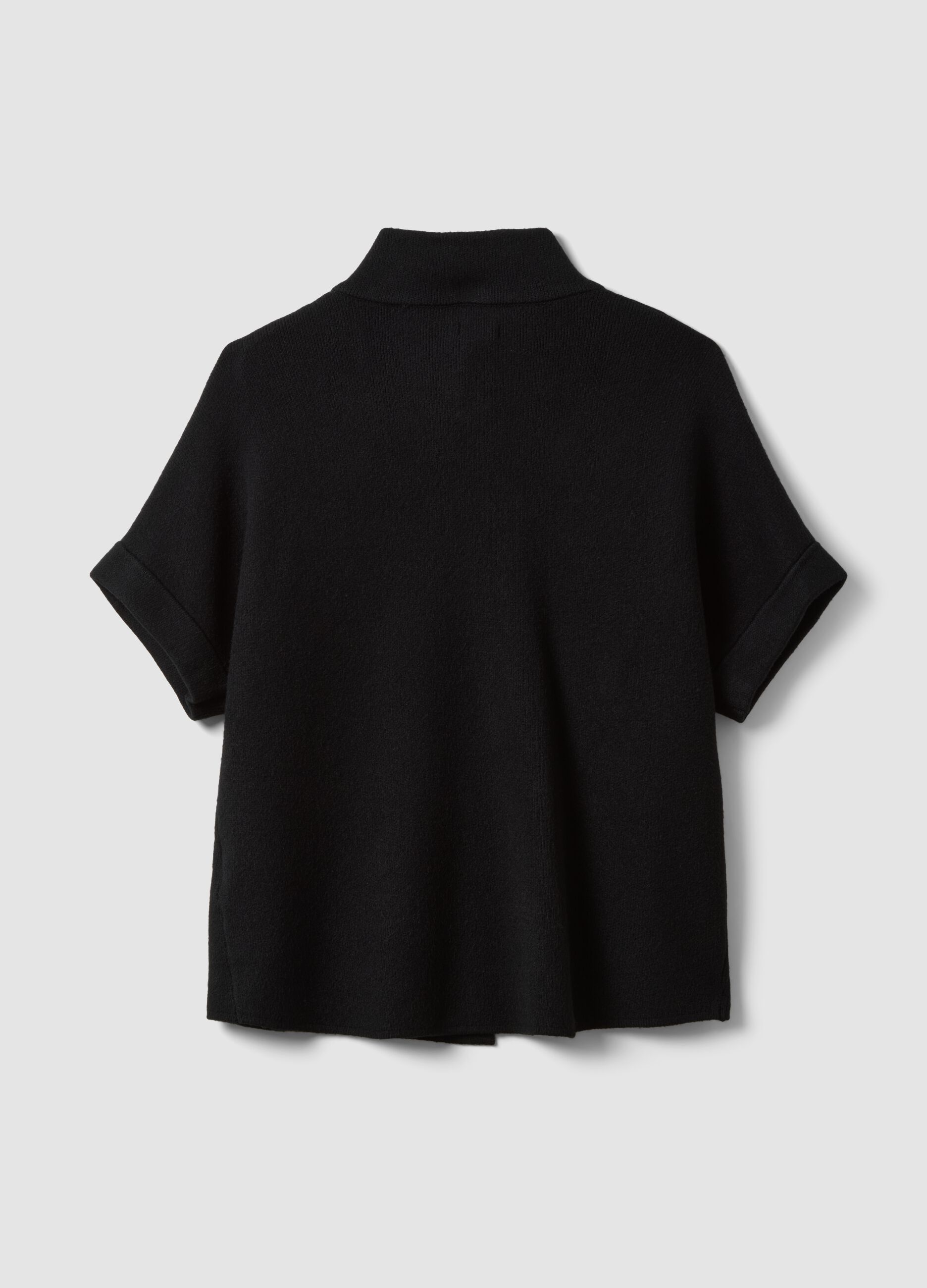Cardigan nero in misto viscosa con alamari regular fit