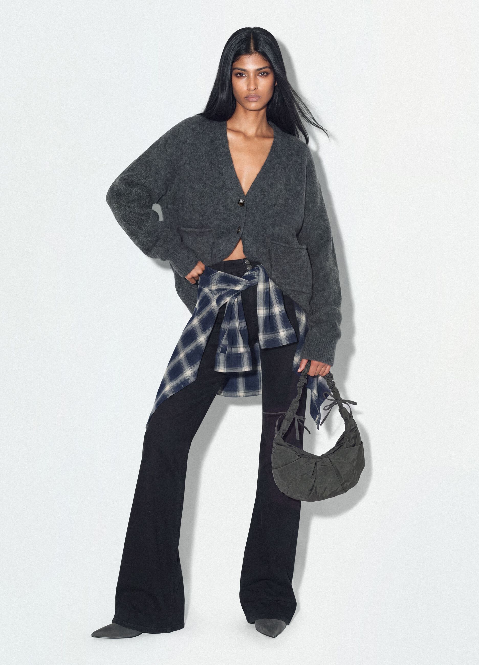 Jeans neri flare in cotone elasticizzato