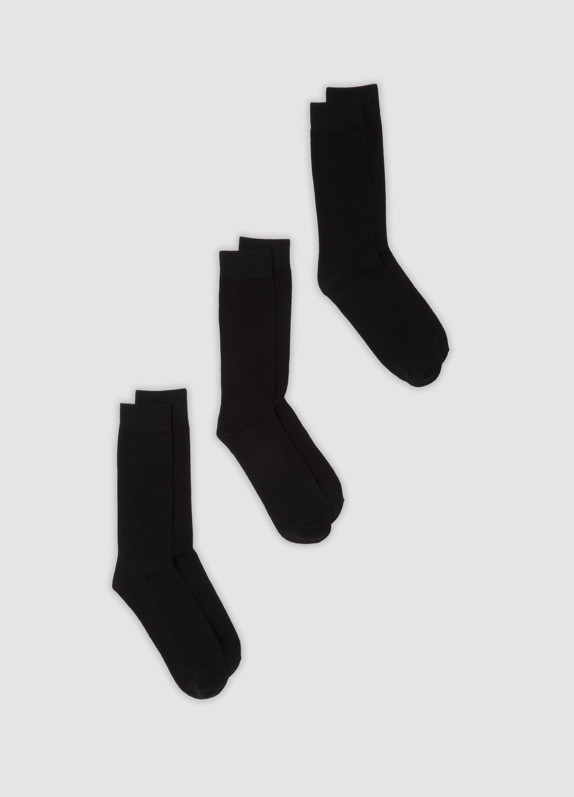 3-pack of black mid-calf socks in stretch organic cotton