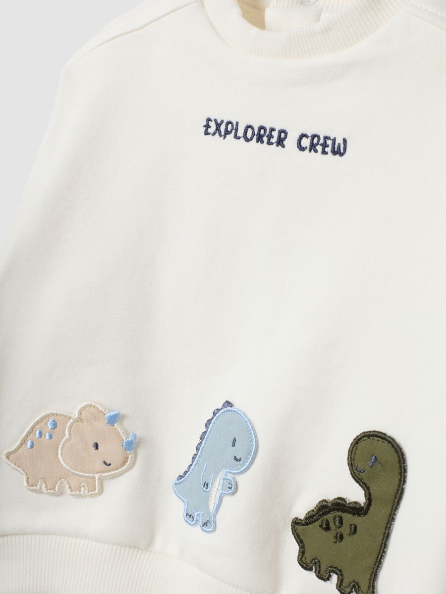 Green and white pure cotton set with dinosaur print_3