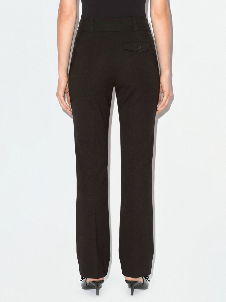 Black flared trousers in stretch viscose_2