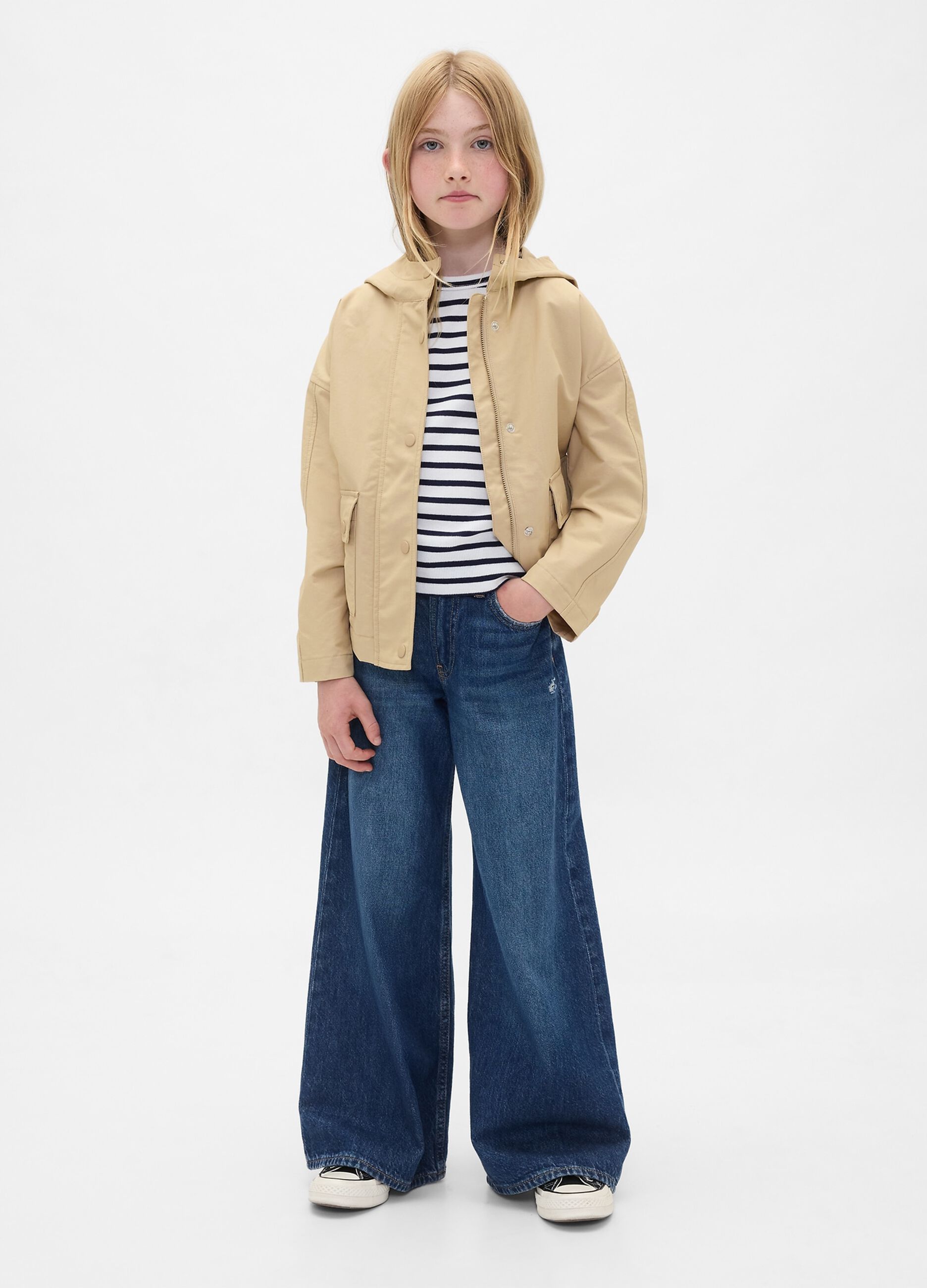 Beige hooded jacket for girls