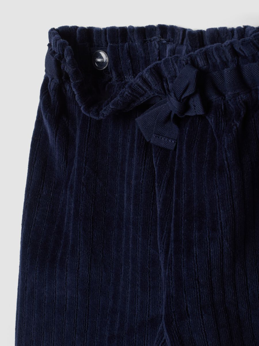Blue ribbed cotton-blend trousers_3