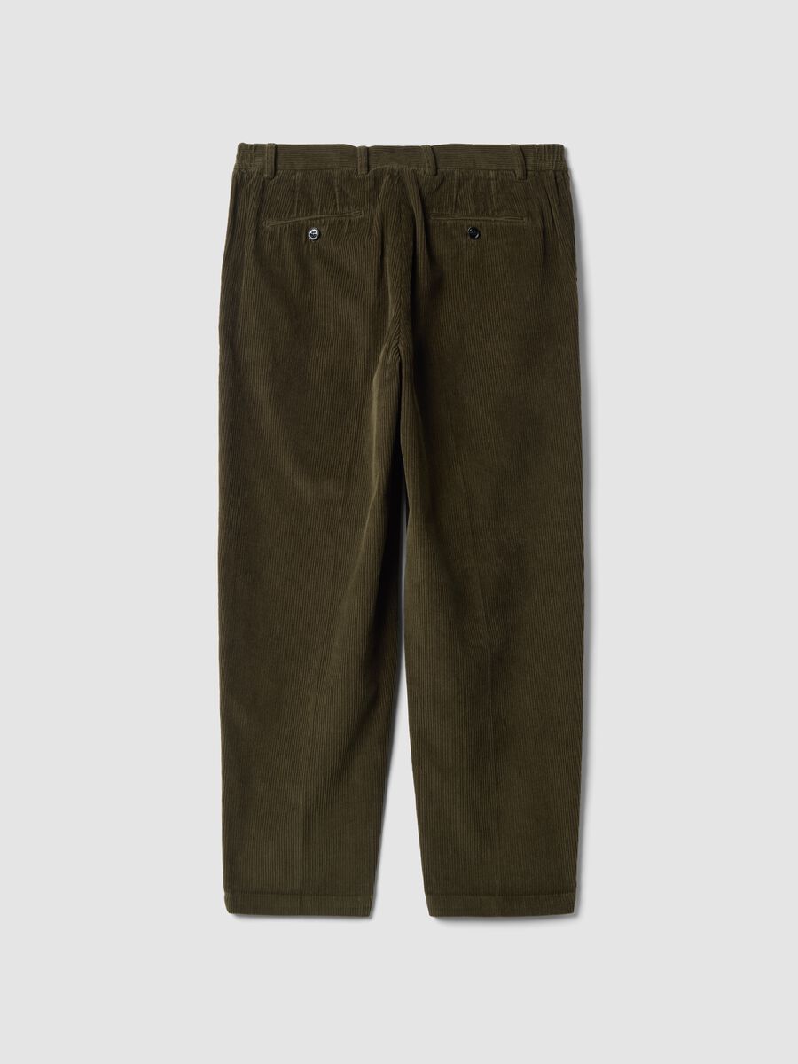 Green pure cotton corduroy chino trousers_2