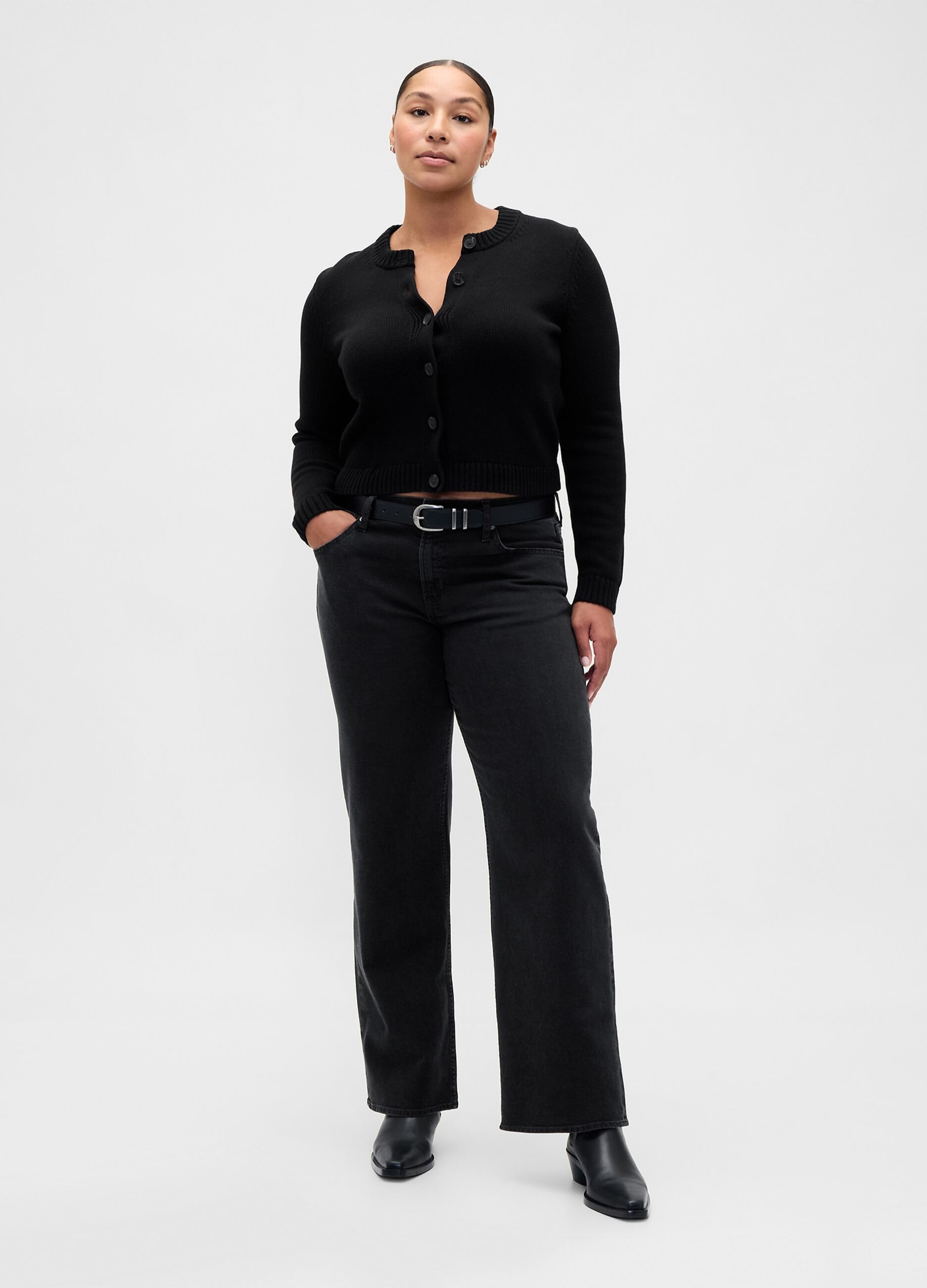Stretch Black Denim Trousers