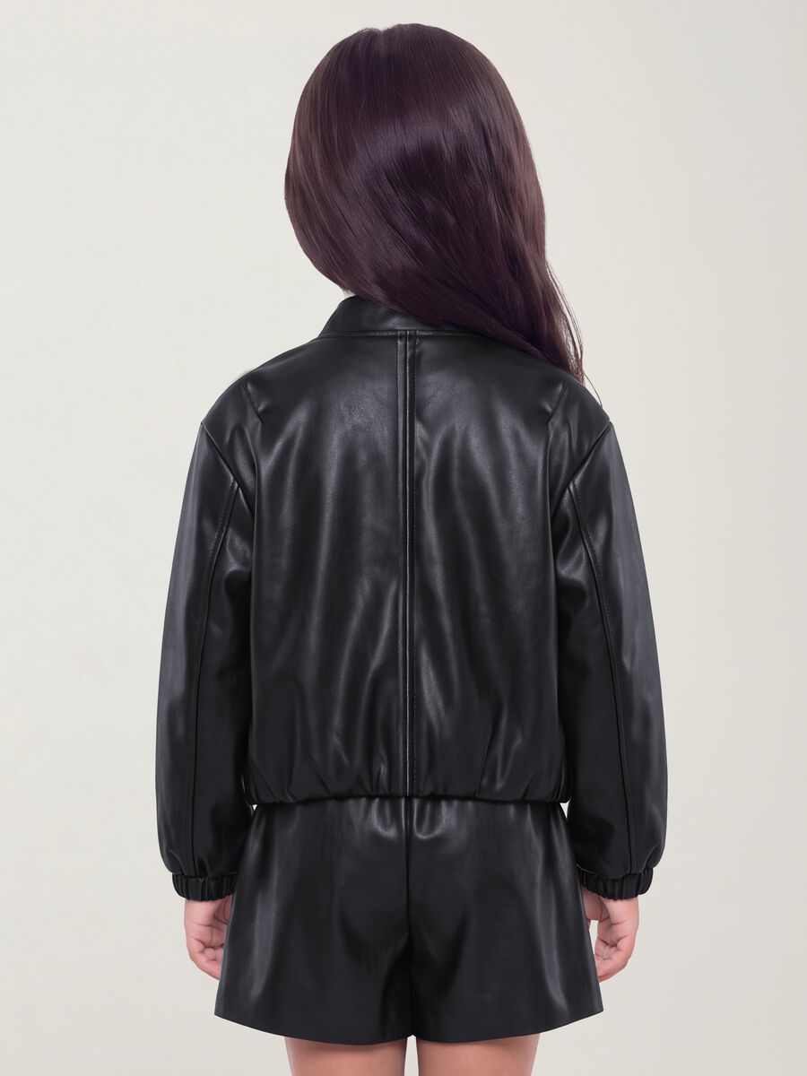 Black zip-up jacket, regular fit, for girls_3