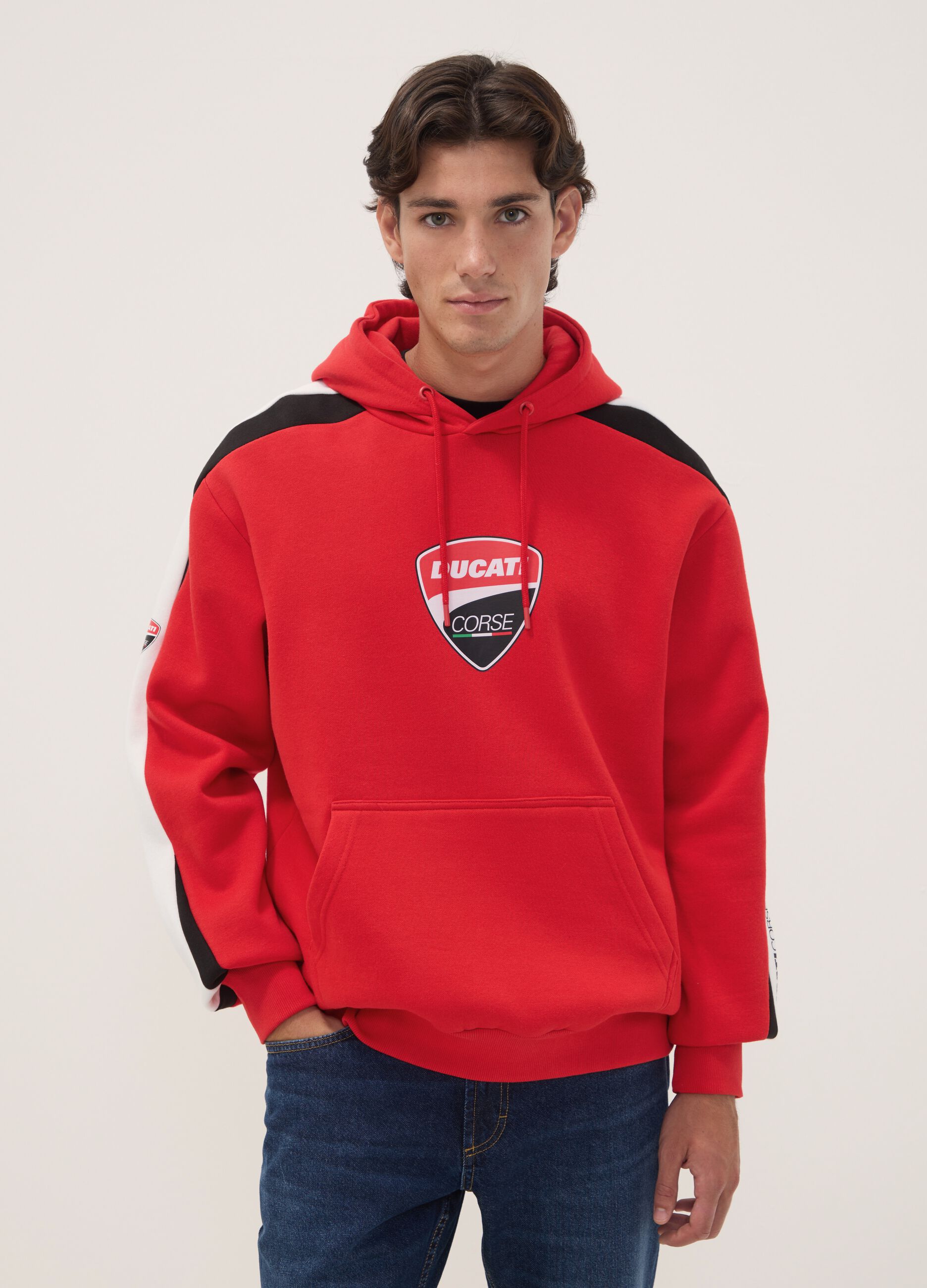 Red Ducati printed cotton-blend hoodie