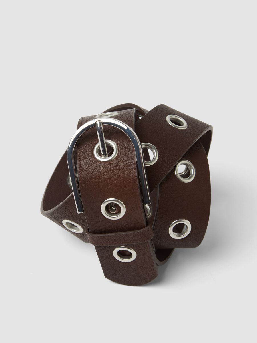 Brown belt with metal eyelets_2