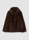 Brown regular-fit coat with hood in teddy-look fabric_2