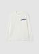 White pure cotton T-shirt with One Piece print, relaxed fit_0