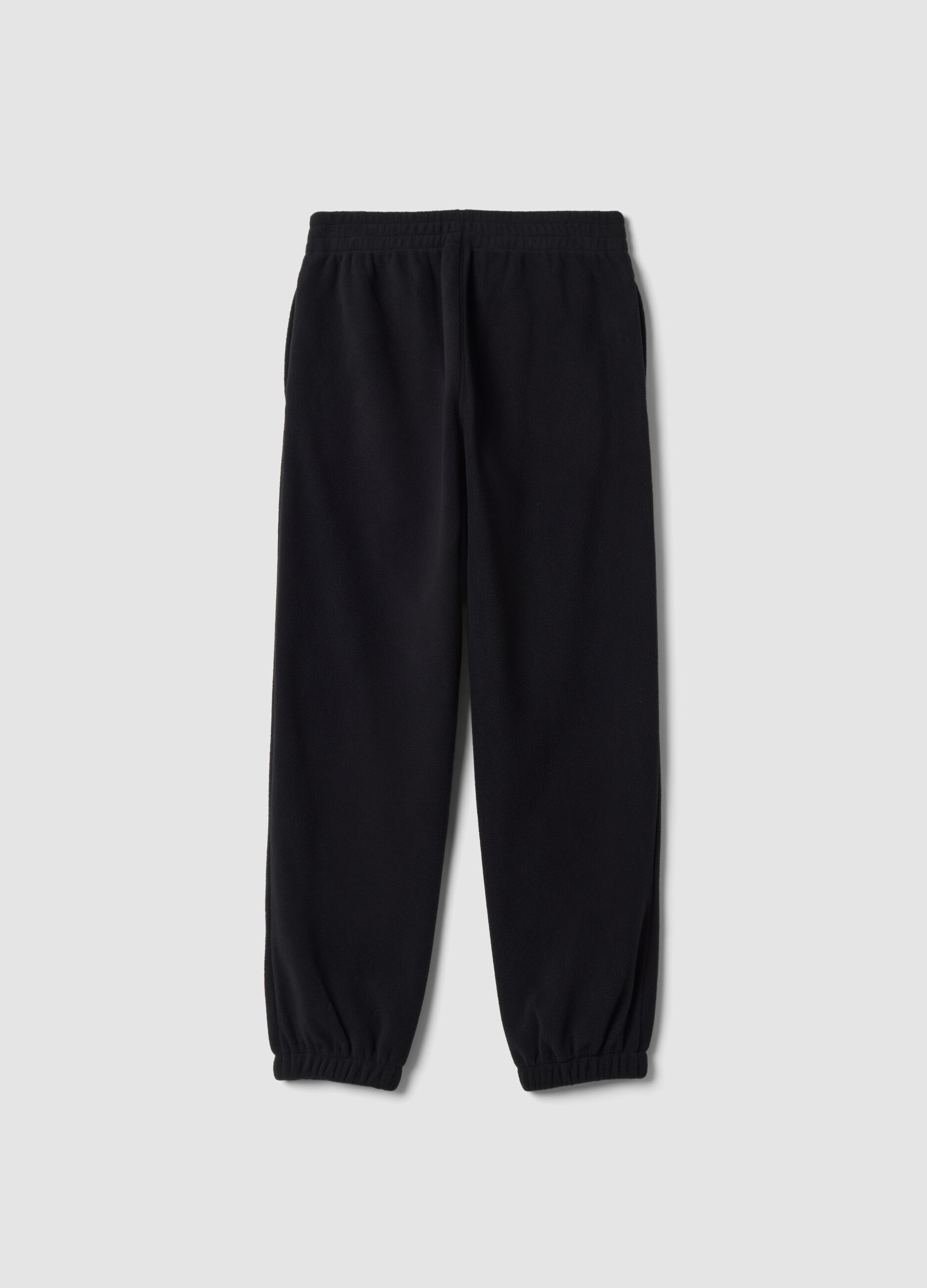 Black regular-fit fleece joggers with elasticated waistband
