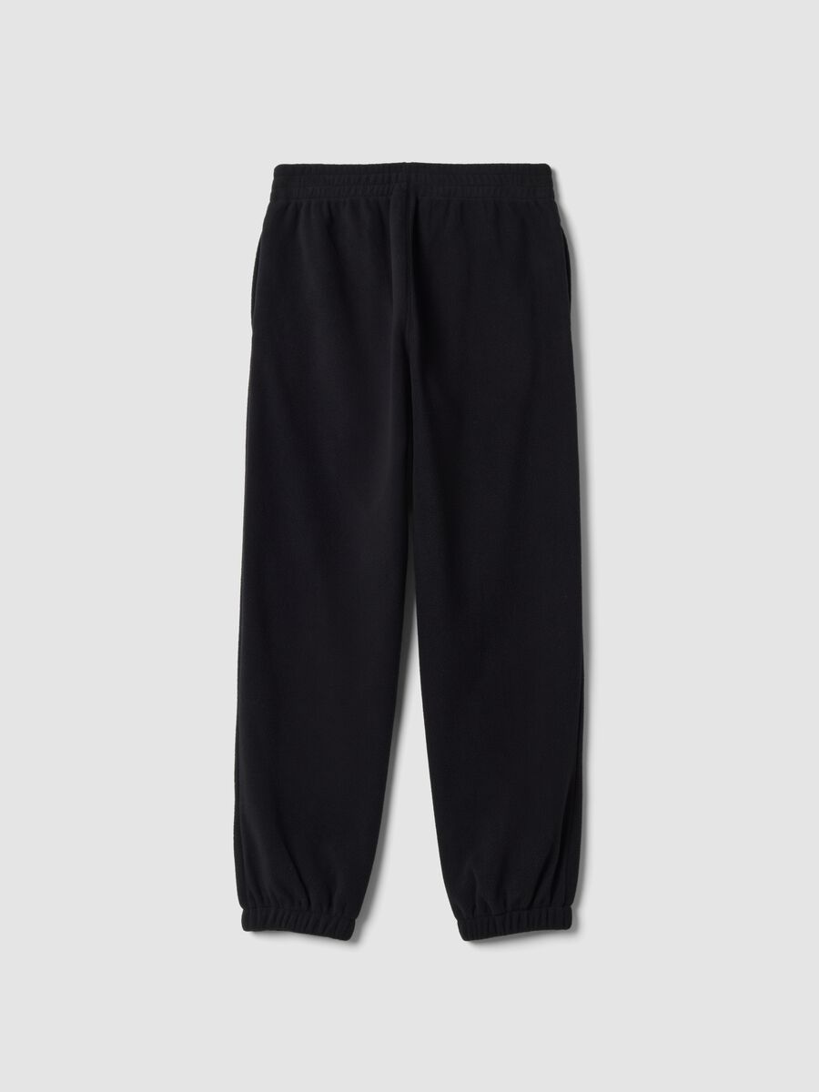 Black regular-fit fleece joggers with elasticated waistband_2