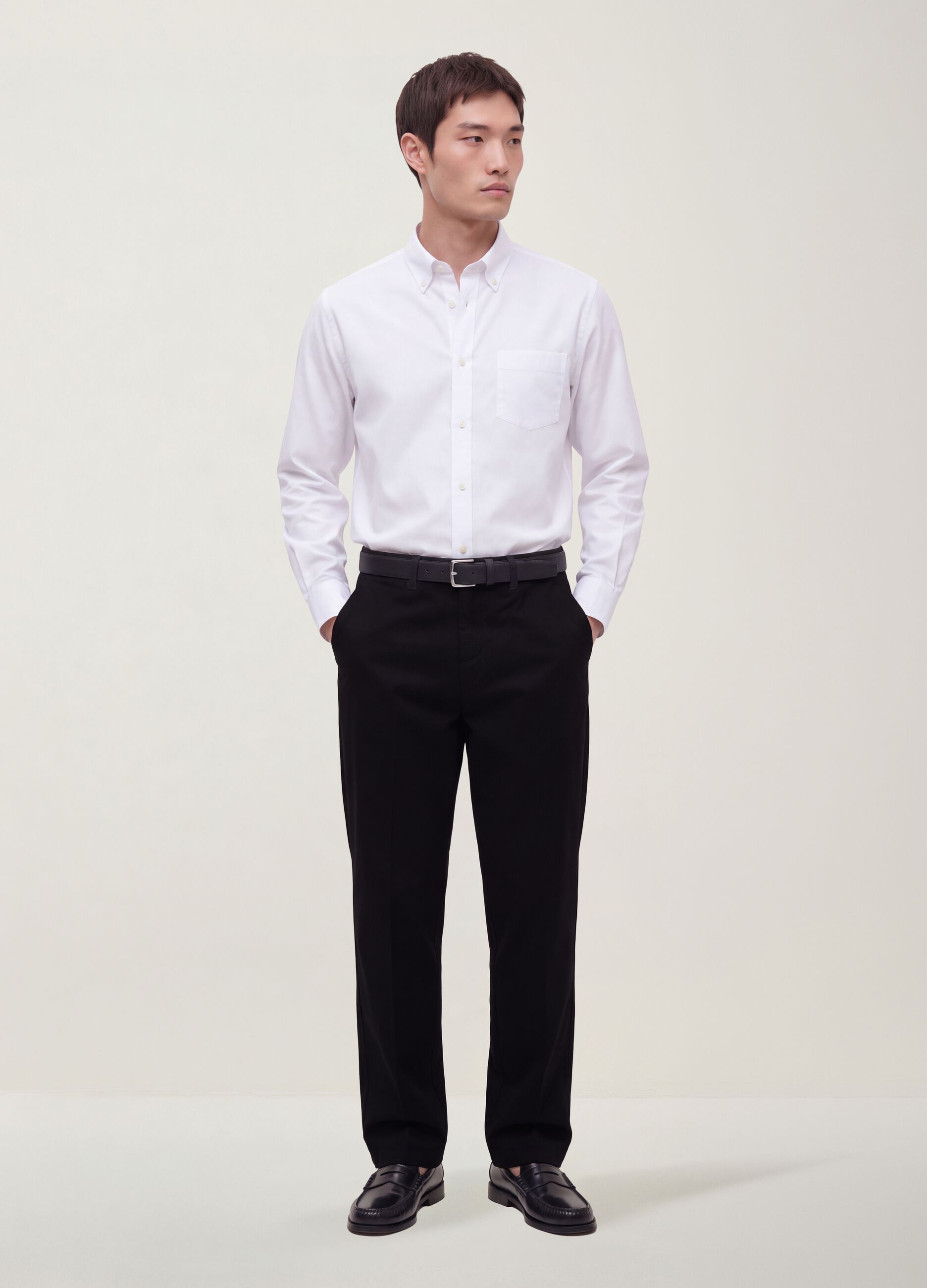 Black pure cotton regular-fit chino trousers