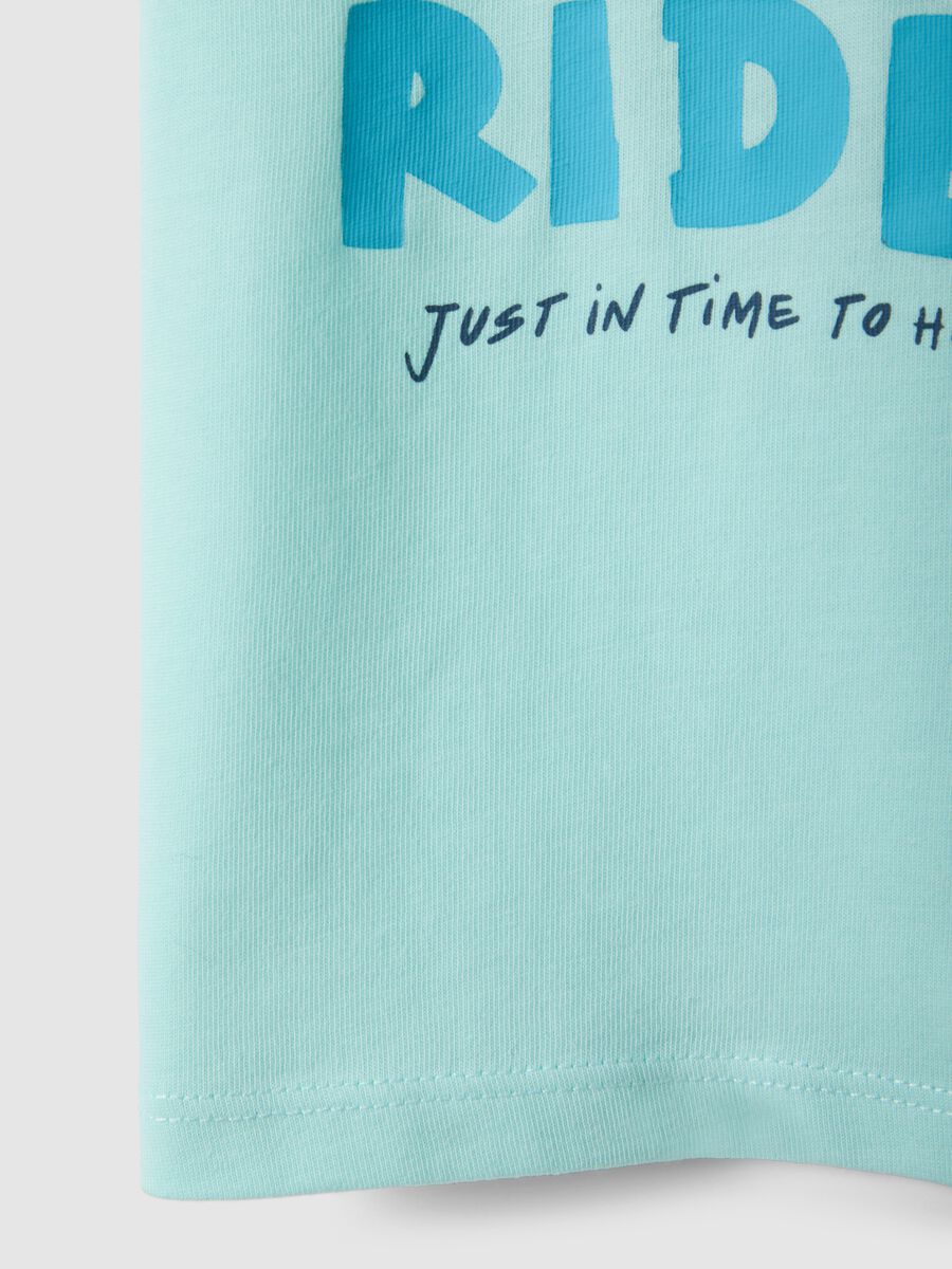 White pure cotton children's regular fit t-shirt with rider print_3