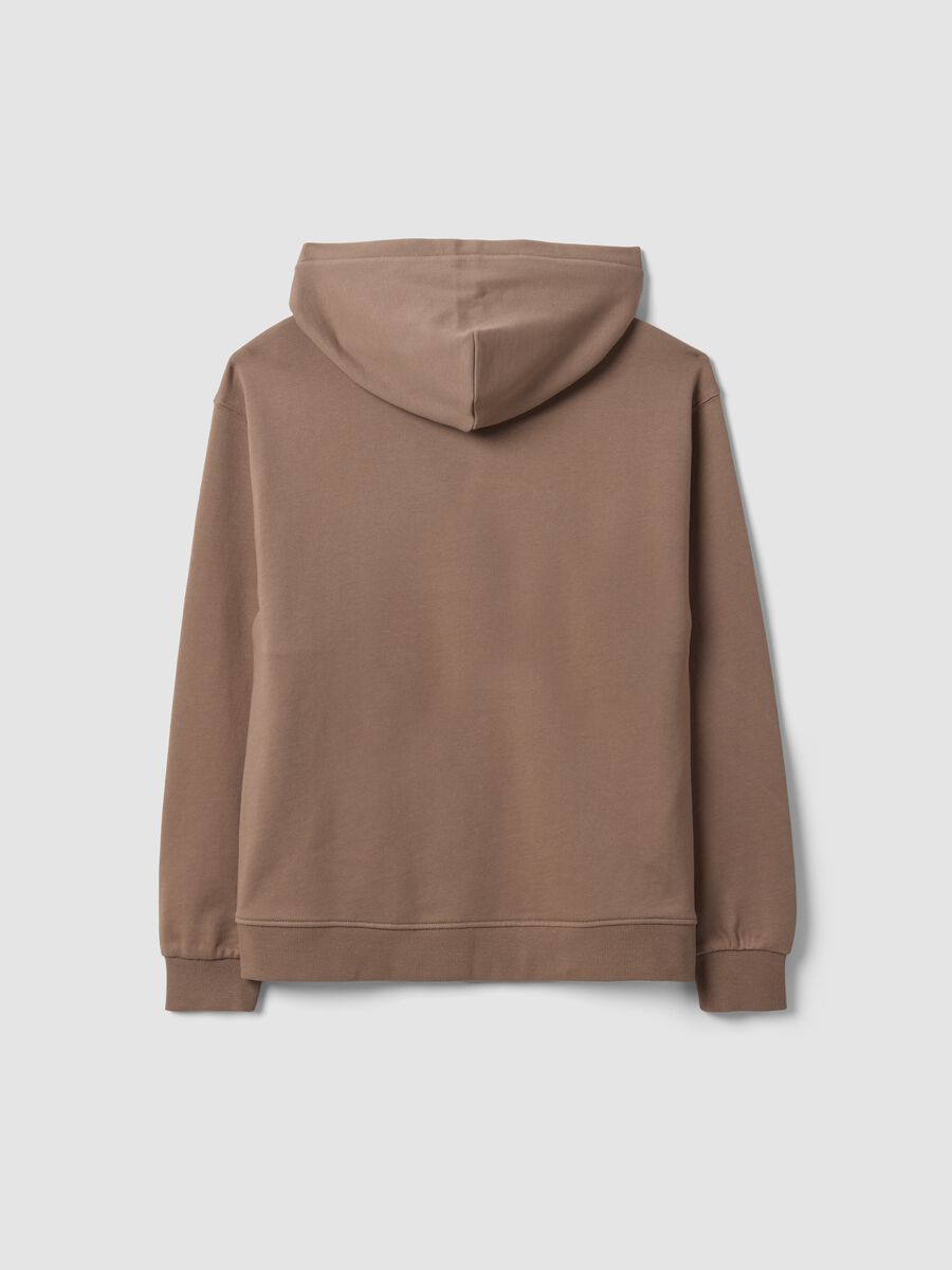 Beige organic cotton zip-up hoodie for boys, relaxed fit_5