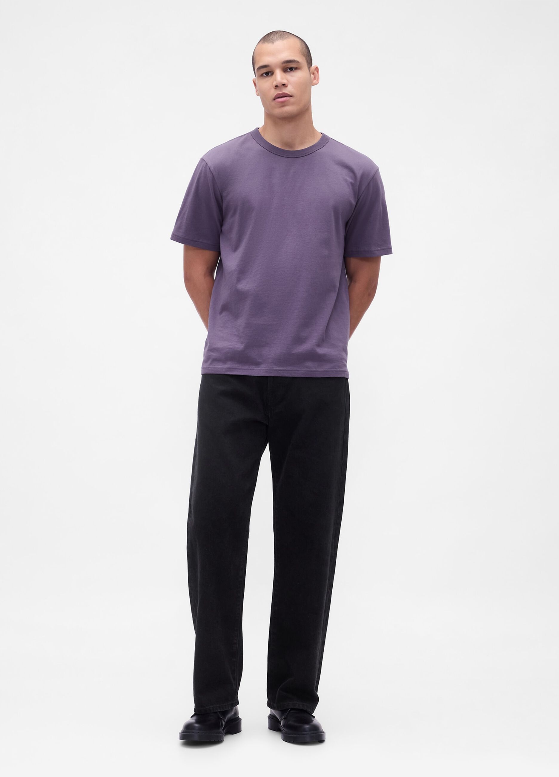 Purple short-sleeve cotton T-shirt
