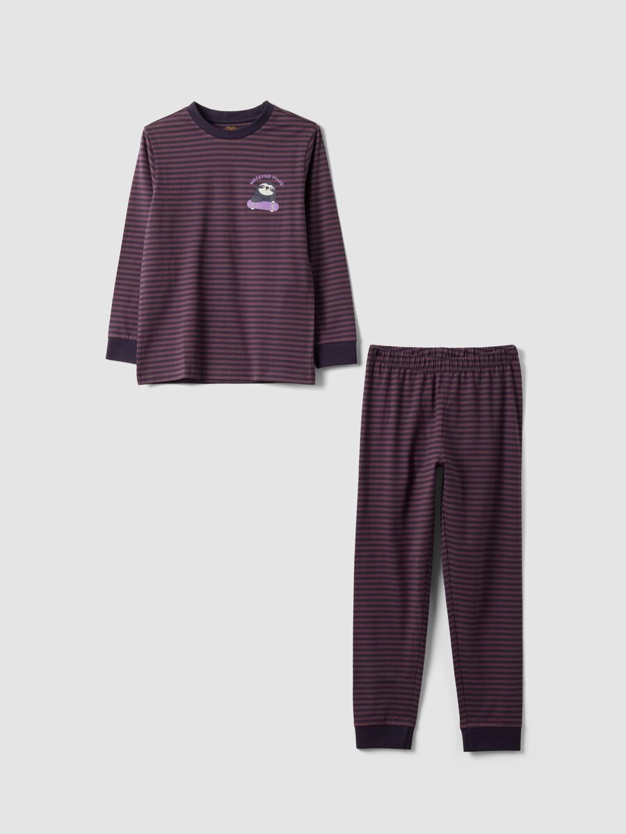 Purple organic cotton skate-print pyjamas for boys_0