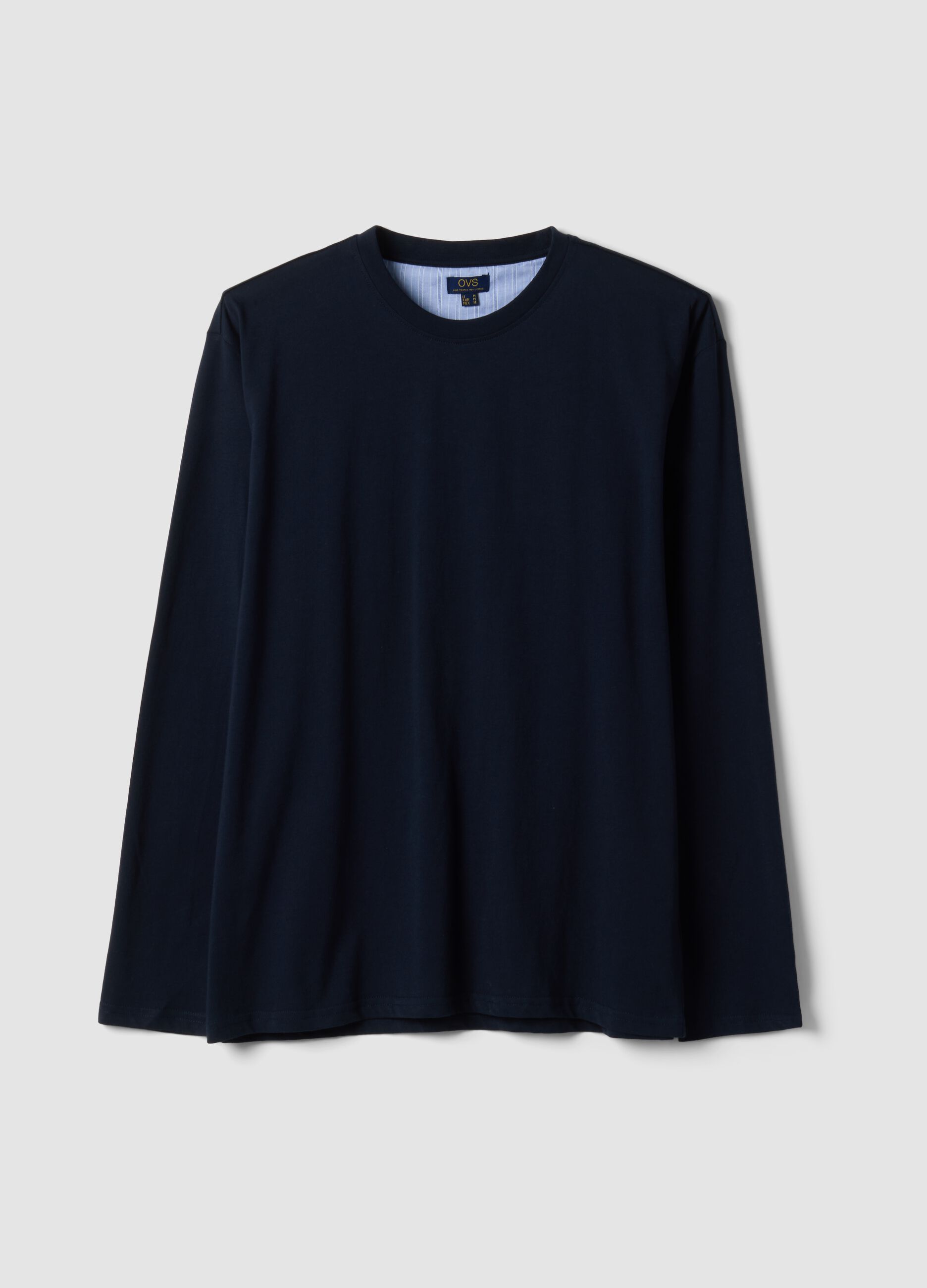 Blue organic cotton pyjama top with crew neck