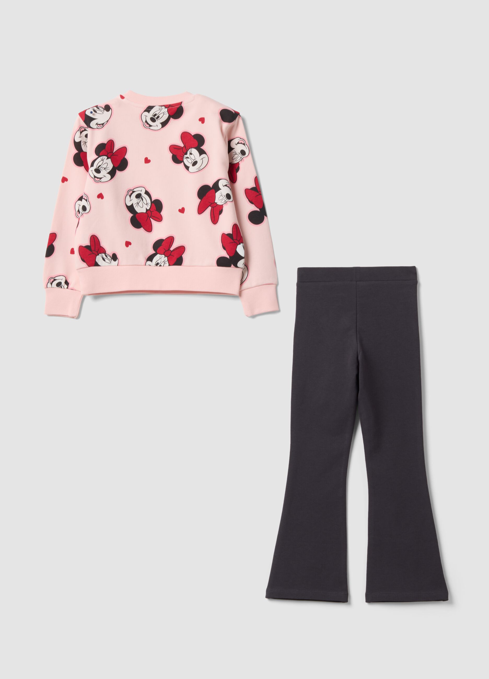 Completo jogging rosa in misto cotone con stampa Minnie