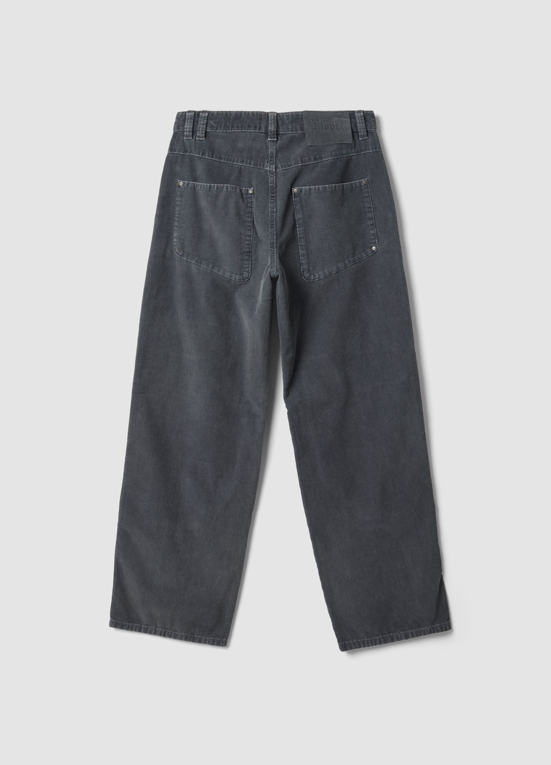 Corduroy Carpernter Pants Washed Grey