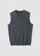 Grey m&eacute;lange pure merino wool deep V-neck waistcoat, regular fit_0