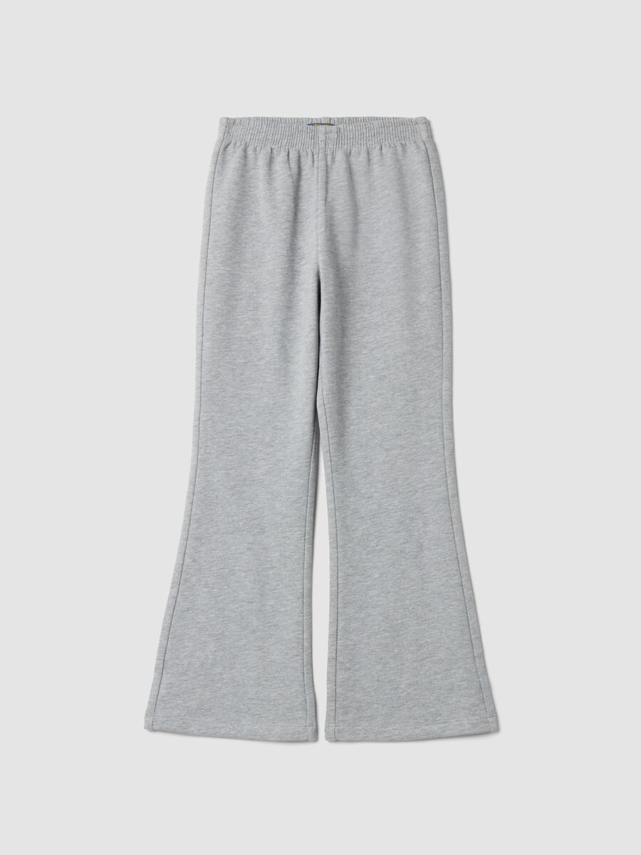 Grey flared trousers in cotton and viscose blend_0