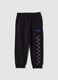Black pure cotton jogger trousers with check print_0