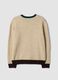 Beige crew-neck jumper in stretch wool and alpaca, regular fit_2