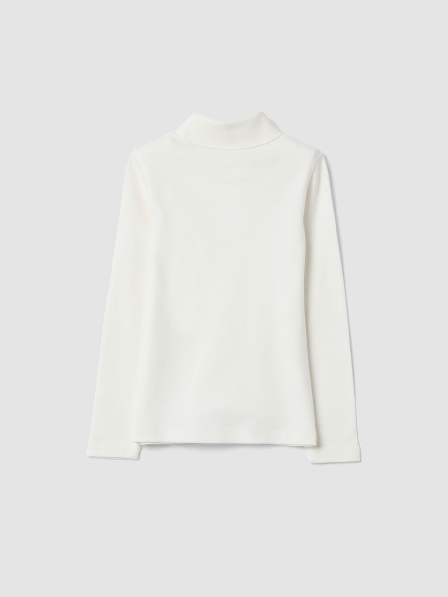 White pure cotton turtleneck T-shirt, regular fit_1