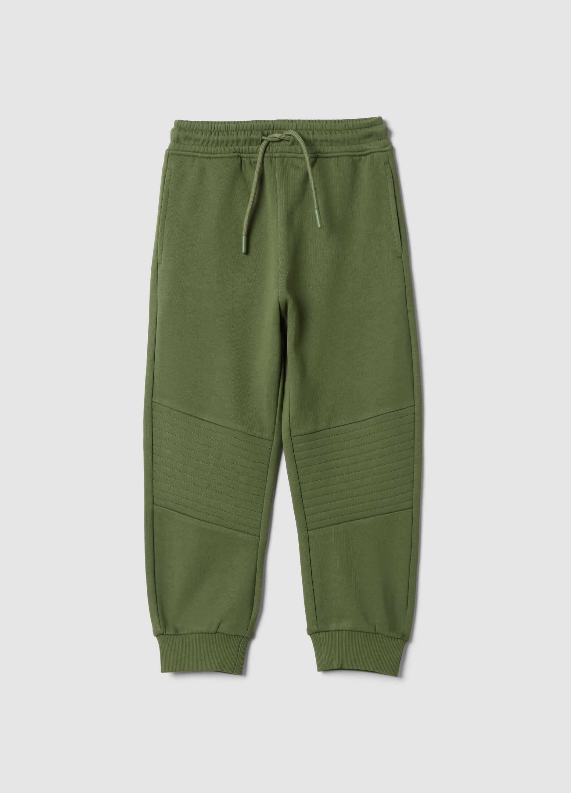 Pantaloni jogger verdi in puro cotone regular fit
