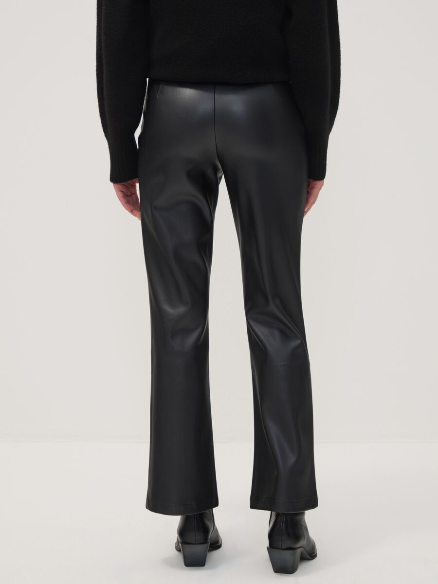 Black flare leggings with regular waist and elasticated band_3