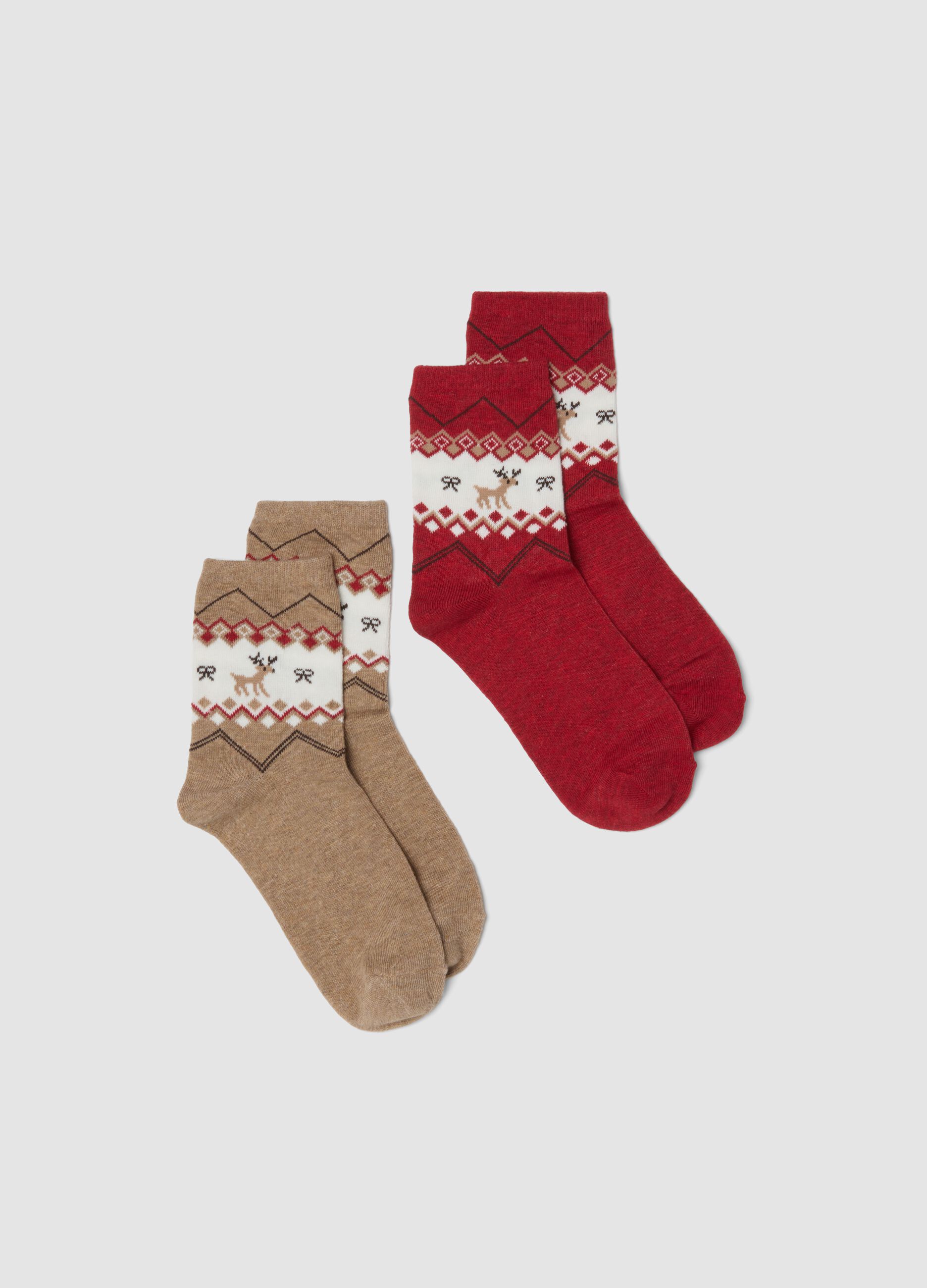 2-pack multicolour organic stretch cotton Christmas socks