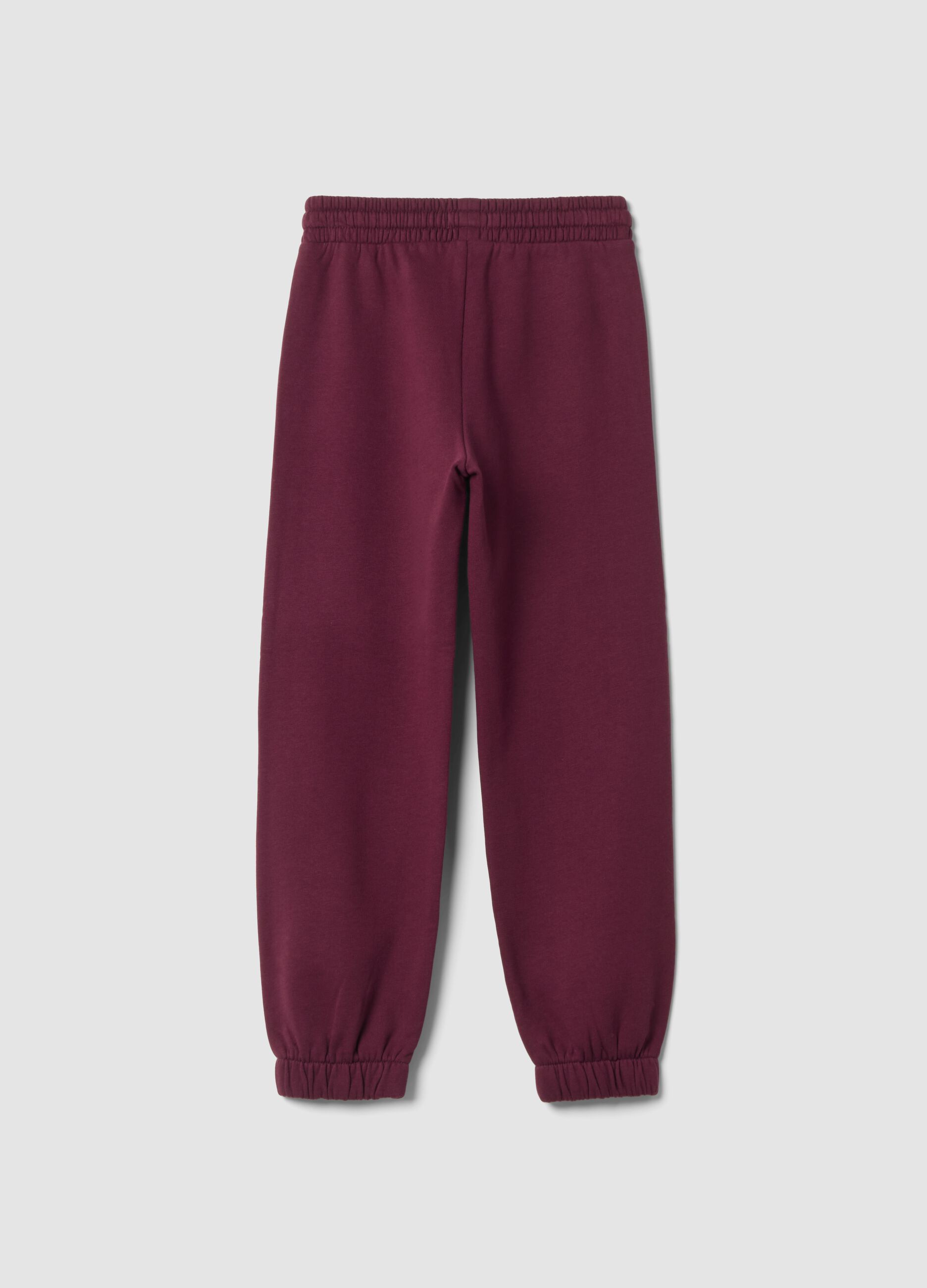 Purple regular-fit fleece joggers in pure cotton
