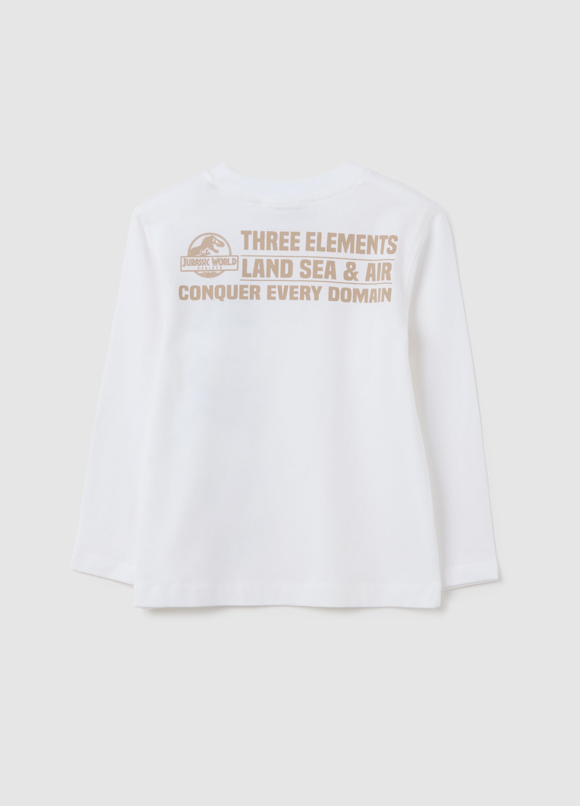 Children's pure cotton white regular fit T-shirt with Jurassic World print