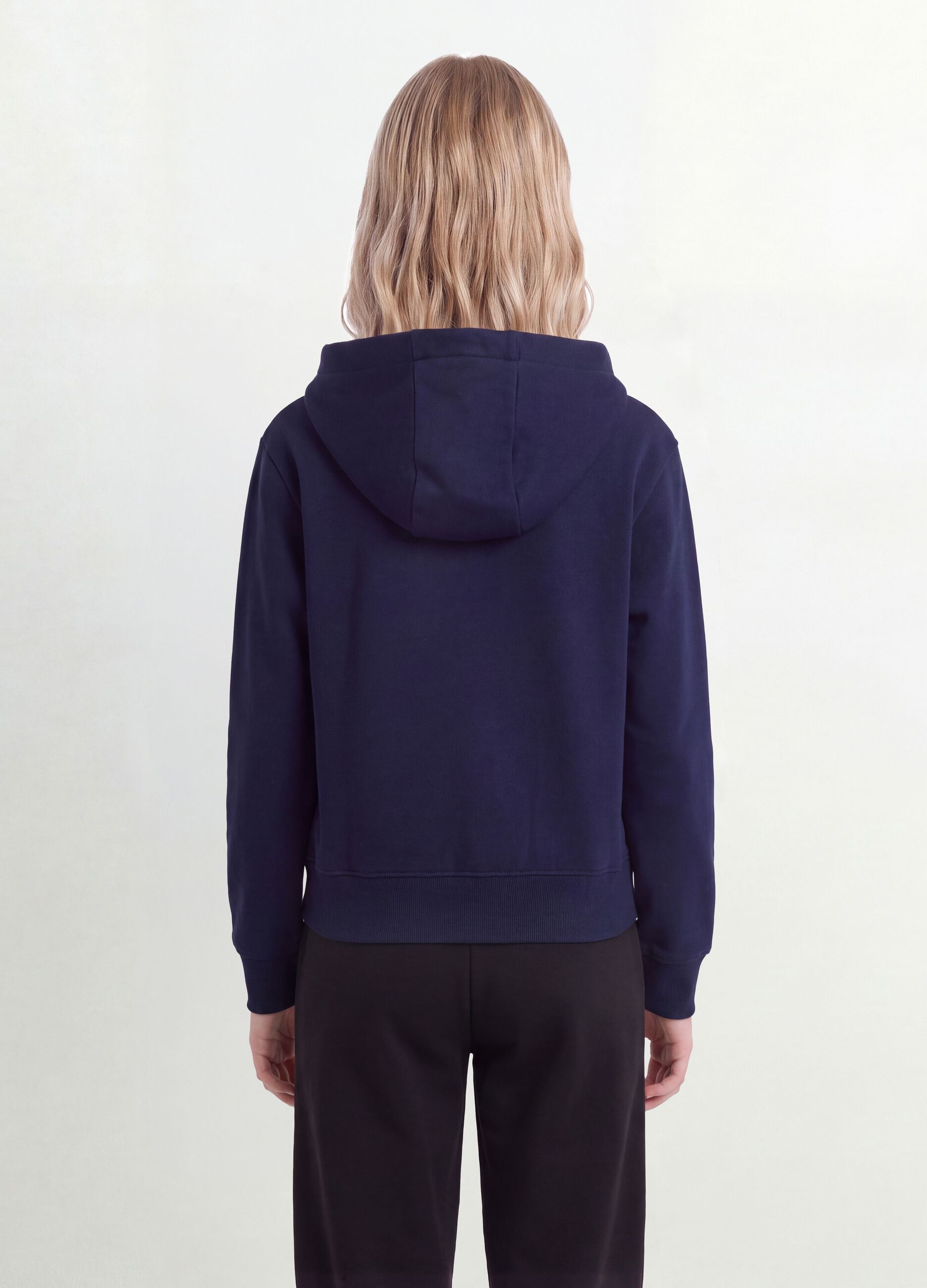 Blue pure organic cotton hooded sweatshirt with star for girls