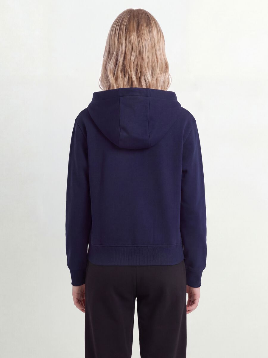 Blue organic cotton hooded zip-up sweatshirt with star detail for girls_3