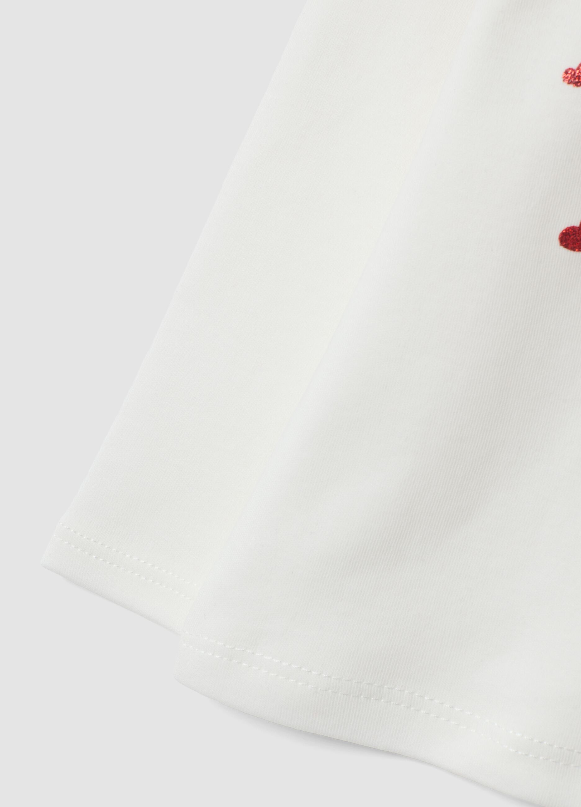 White pure cotton T-shirt with teddy bear print