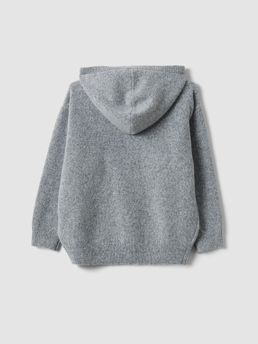 Grey stretch hoodie sweatshirt with print for boys_2