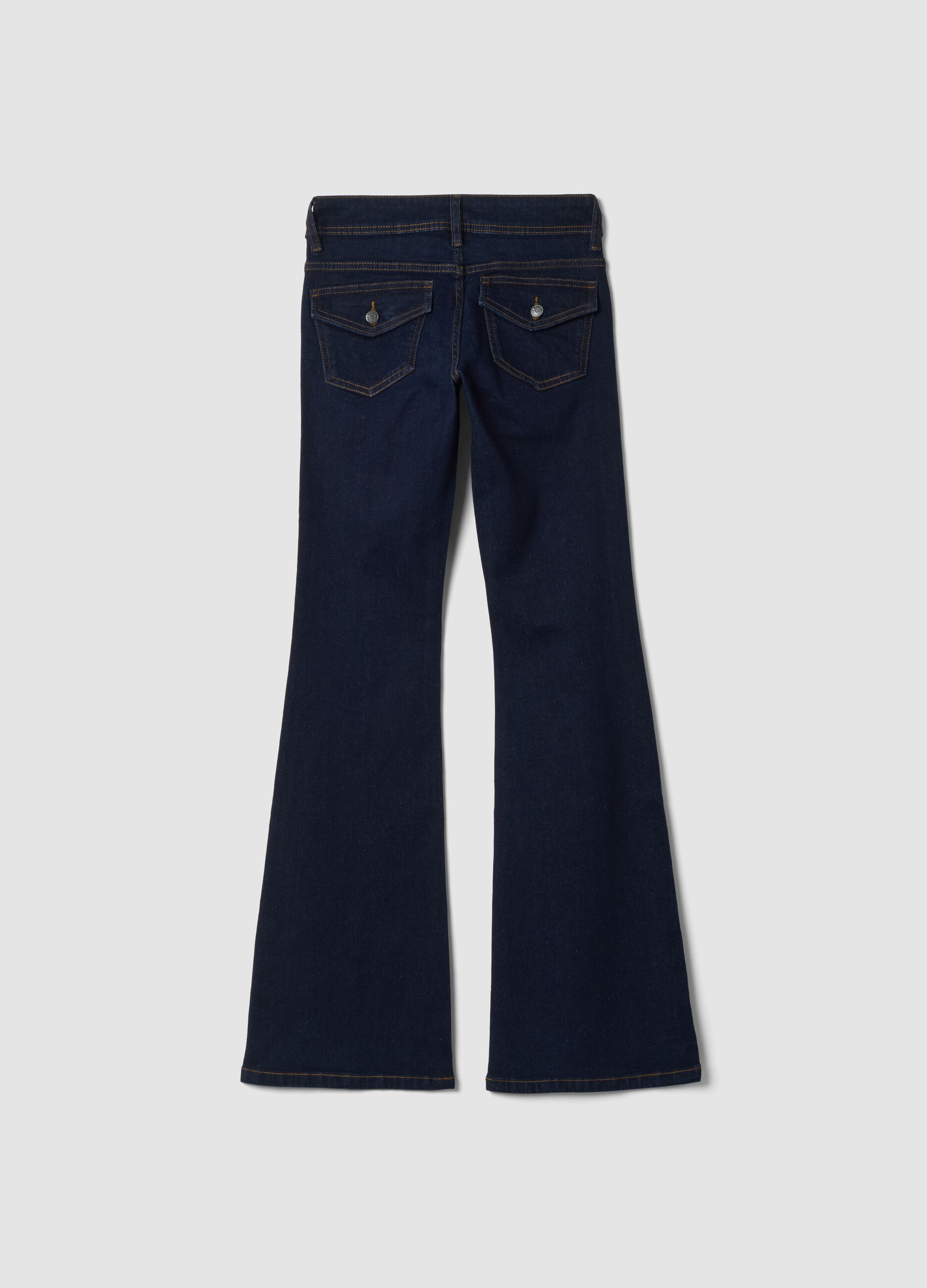 Jeans blu flare in cotone elasticizzato