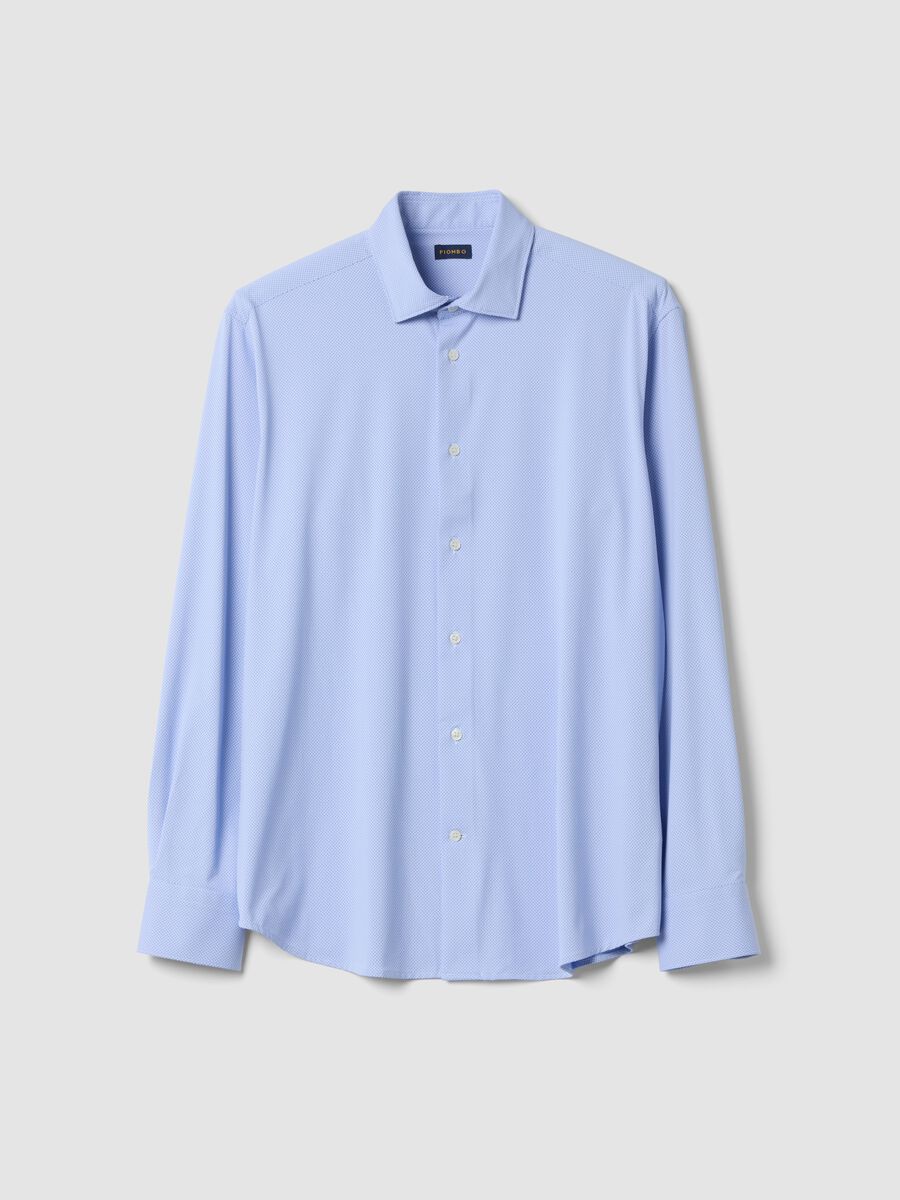 Camicia traspirante azzurra in tessuto elasticizzato 4 Way Stretch slim fit_0