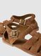 Brown flat genuine leather sandals with buckle_2